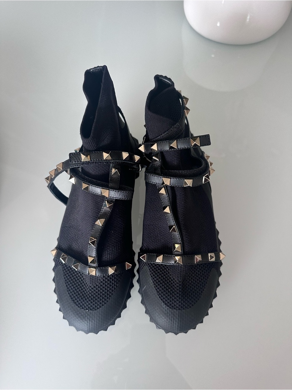 Valentino Garavani Black Rockstud Ankle-Strap Booties